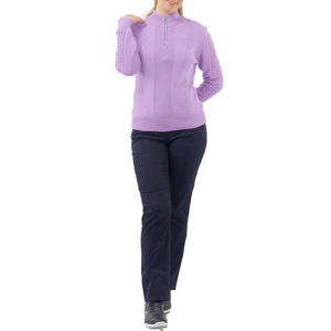 Pure Golf Ladies Sorrell Cable Knit Lined Quarter Zip Jumper