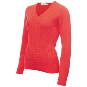 Green Lamb Ladies Gillian Slim Fit V-Neck Cable Sweater