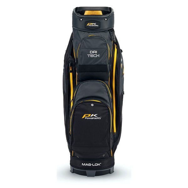 02 2024 powakaddy dri tech cart bag range gun metal yellow