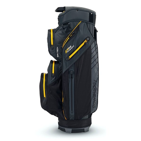 03 2024 powakaddy dri tech cart bag range gun metal yellow