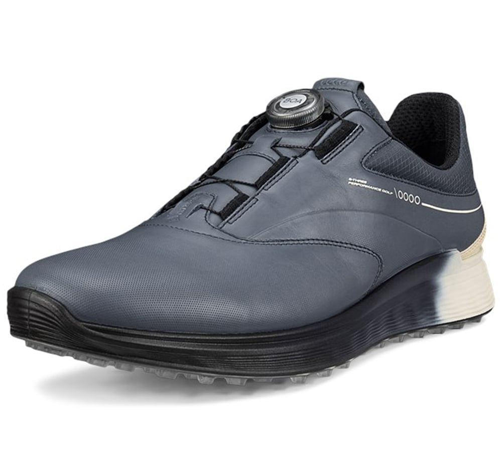 男性用 ECCO Golf S-THREE BOA Men's ECCO® Golf S-Three Leather Gore-Tex Golf Shoe | Blue