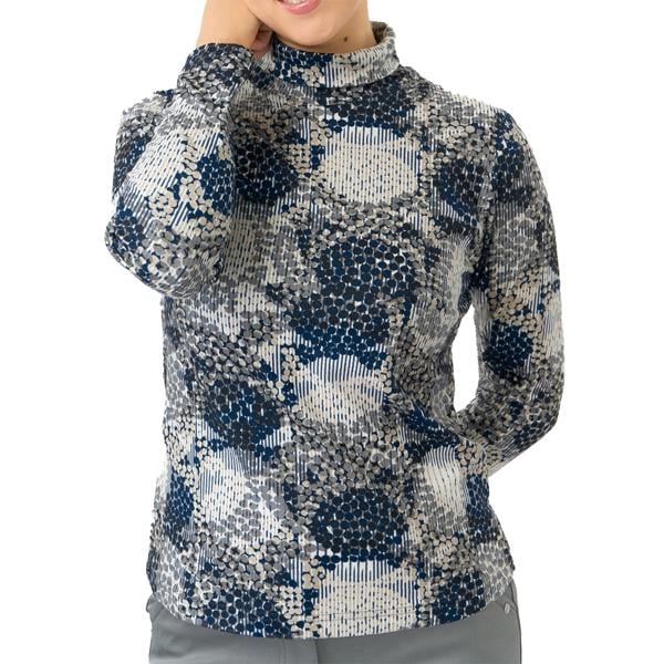 Pure Golf Ladies Amy Printed Roll Neck Top - Quiet Glade