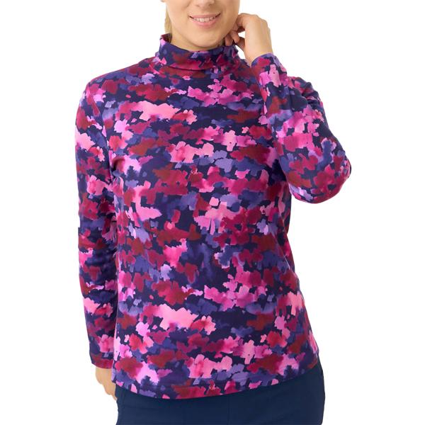 Pure Golf Ladies Amy Printed Roll Neck Top - Autumn Aquarelle