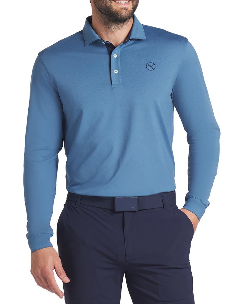 Puma Mens Cloudspun Midweight Long Sleeve Polo Shirt Golfonline