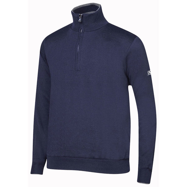 Oscar Jacobson Mens Iwan Pin Half Zip Sweater