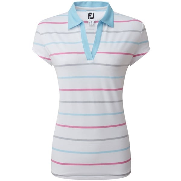 FootJoy Ladies Cap Sleeve Birdseye Stripe Smooth Jacquard Polo Shirt