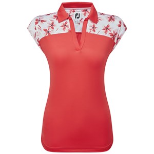 FootJoy Ladies Blocked Floral Print Lisle Polo Shirt