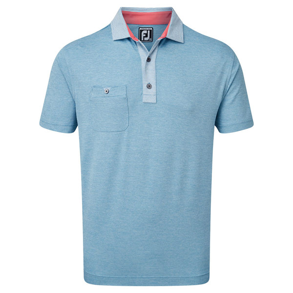 FootJoy Mens Heather Pique Pinstripe Trim Polo Shirt