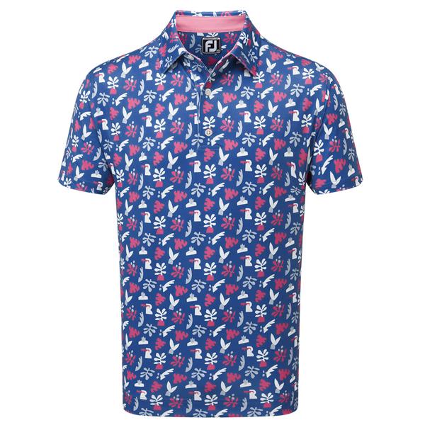 FootJoy Mens Jungle Leaves Lisle Polo Shirt