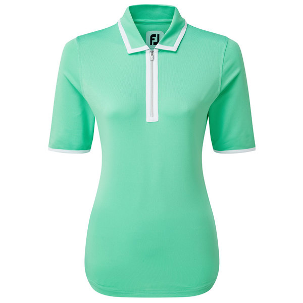 FootJoy Ladies Placket Pique Half Zip Short Sleeve Polo Shirt