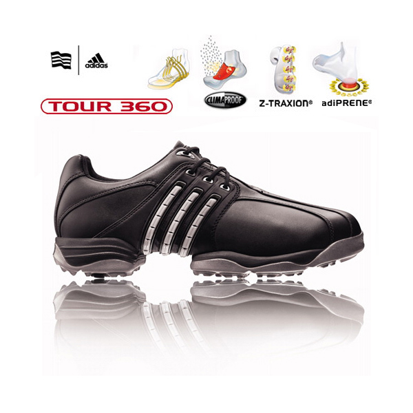 adidas Tour 360 II Shoes (Black/Black) Wide