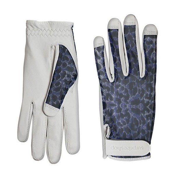 cg00500 leather ladies golf glove blue cheetah ex1