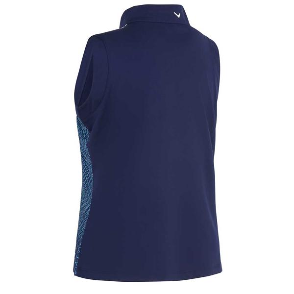 Callaway Ladies Zip Mock Gradient Printed Geo Sleeveless Polo Shirt