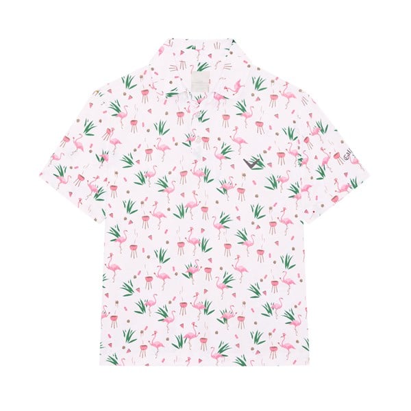 Callaway Juniors All Over Flamingo Printed Polo Shirt