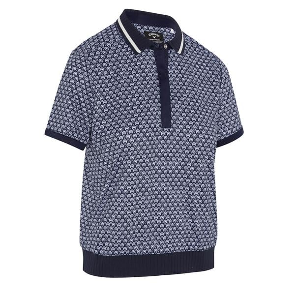 Callaway Ladies Scarf Geo Print Rib Collar Polo Shirt