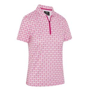 Callaway Ladies Deco Geo Print Mesh Insert Polo Shirt