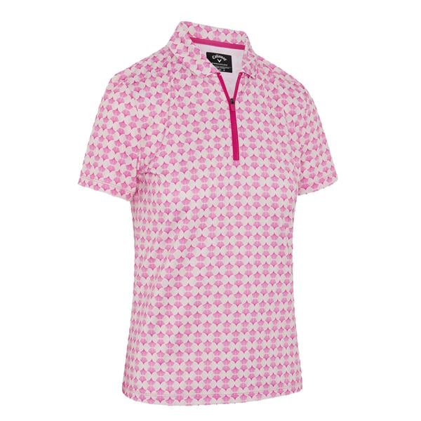 Callaway Ladies Deco Geo Print Mesh Insert Polo Shirt