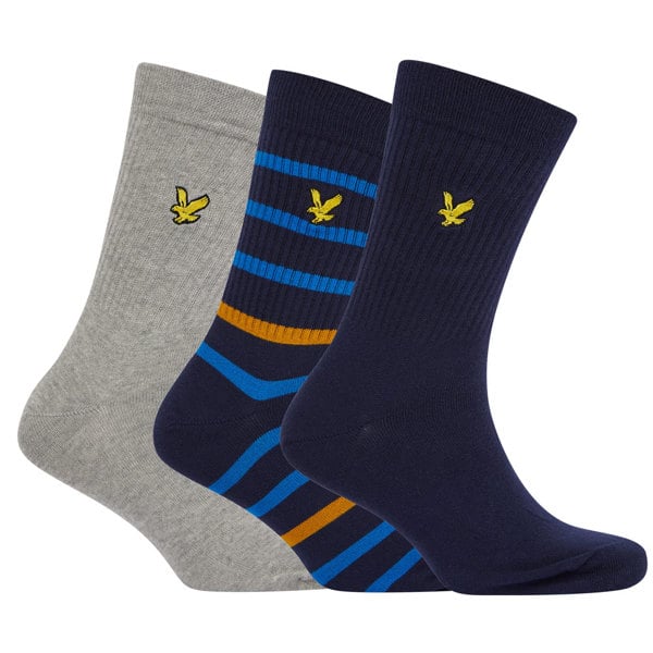 Lyle and Scott Mens Fabian Stripe Sport Socks (3 Pairs)