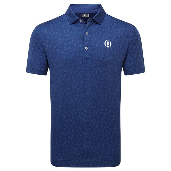 Limited Edition - FootJoy Mens Postage Stamp Print Lisle Polo Shirt - The 152nd Open Collection