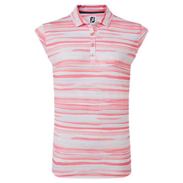 FootJoy Ladies Cap Sleeve Watercolour Print Lisle Polo Shirt