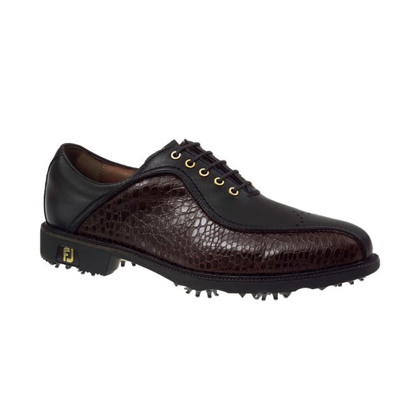 FootJoy Mens FJ Icon Golf Shoes (Black/Dark Brown/Mini Croc)