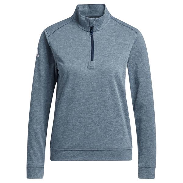 adidas Juniors Quarter Zip Heather Pullover Top