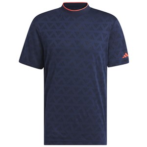 adidas Mens Jacquard Mock Neck Polo Shirt