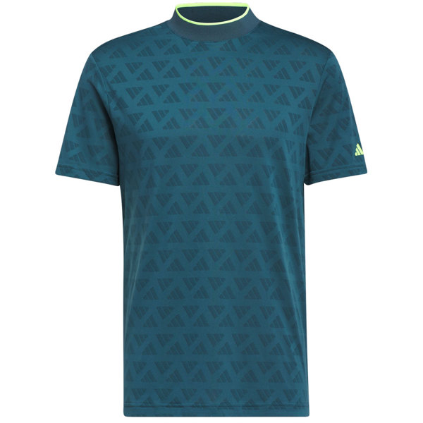 adidas Mens Jacquard Mock Neck Polo Shirt