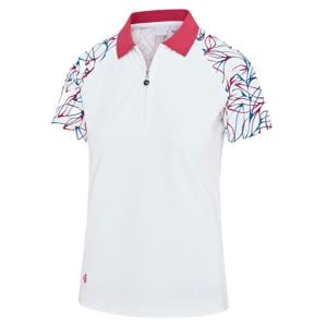 Island Green Ladies Summer Leaf Printed Sleeves Polo Shirt