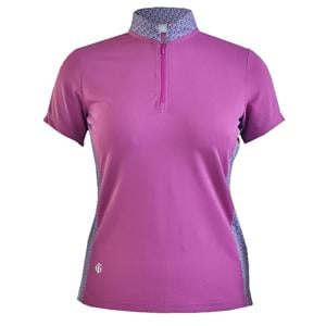 Island Green Ladies Geo Print Mandarin Collar Polo Shirt