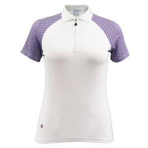 Island Green Ladies Geo Print Ribbed Collar Polo Shirt