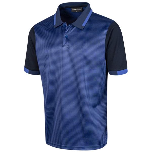 Island Green Mens Dog Tooth Check Polo Shirt
