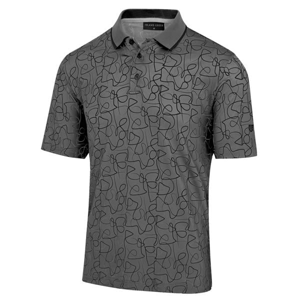 Island Green Mens Rib Collar Print Polo Shirt