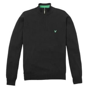 Lyle and Scott Mens Green Eagle Funnel Neck Half Zip Top