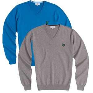 Lyle and Scott Mens Green Eagle V-Neck Sweater