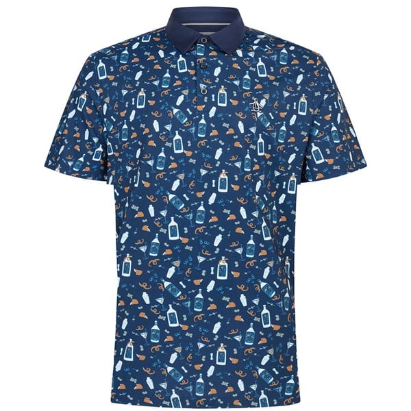 Original Penguin Mens Martini Novelty Print Short Sleeve Polo Shirt