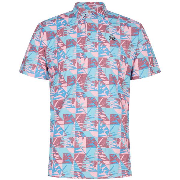 Original Penguin Mens All Over Cubist Floral Printed Short Sleeve Polo Shirt