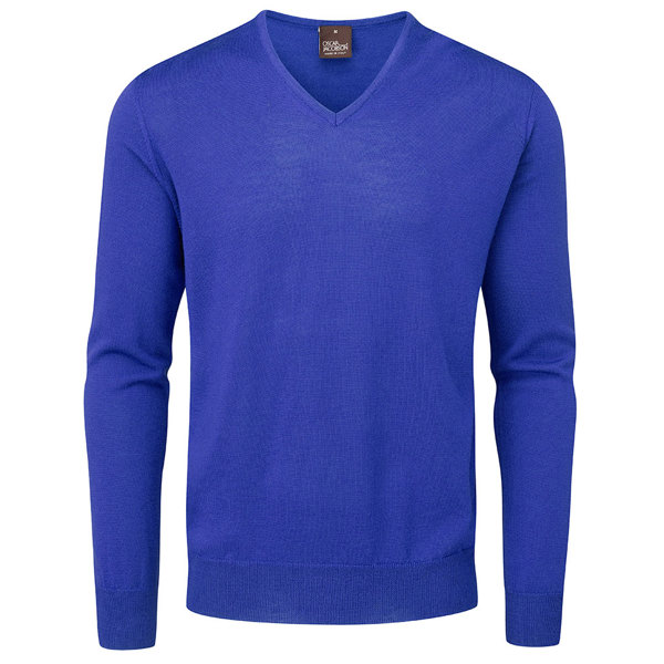 Oscar Jacobson Mens Weston Pin V Neck Merino Sweater