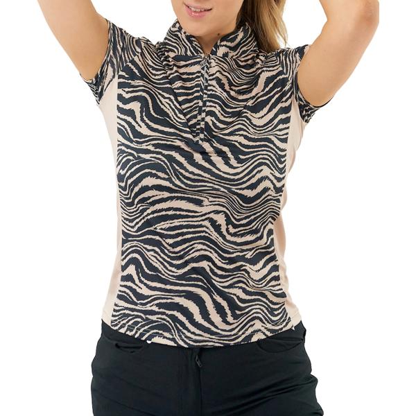 Pure Golf Ladies Bay Cap Sleeve Polo Shirt - Sand Safari