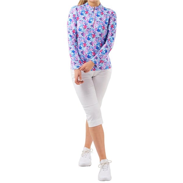 Pure Golf Serenity Mid Layer Quarter Zip Top - Watercolour Daydream