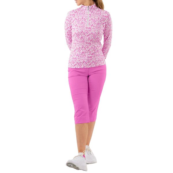 Pure Golf Serenity Mid Layer Quarter Zip Top - Azalea Zebra