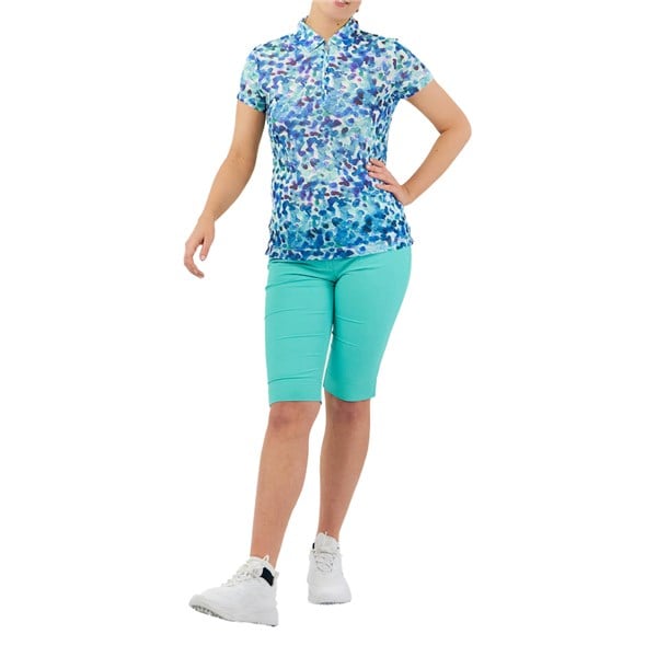 Pure Golf Ladies Serendipity Cap Sleeve Mesh Polo Shirt - Dappled Ocean