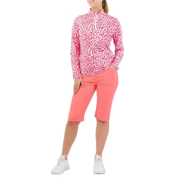 Pure Golf Ladies Serenity Mid Layer Quarter Zip Top - Petal Polka