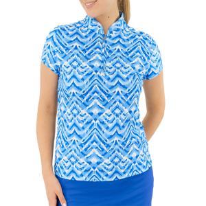 Pure Golf Ladies Rise Cap Sleeve Polo Shirt - Santorini Skies