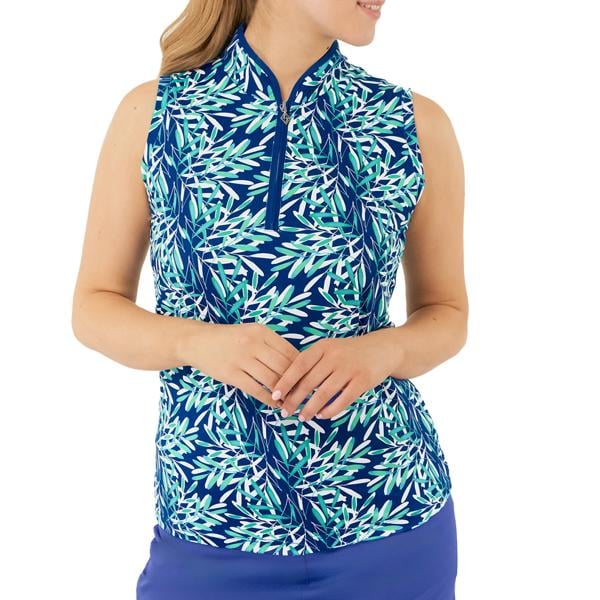 Pure Golf Ladies Rise Sleeveless Polo Shirt - Floating Palms