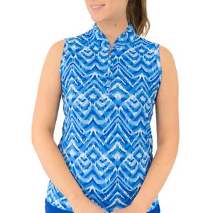 Pure Golf Ladies Rise Sleeveless Polo Shirt - Santorini Skies