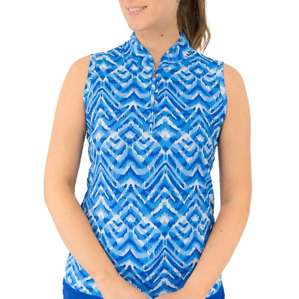 Pure Golf Ladies Rise Sleeveless Polo Shirt - Santorini Skies