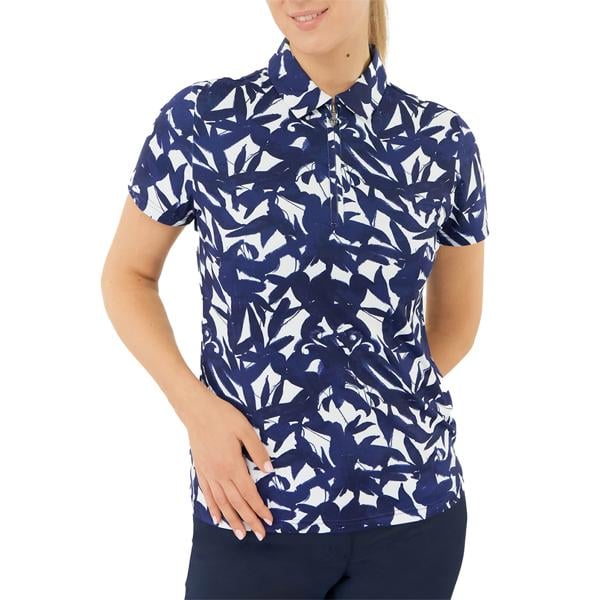 Pure Golf Ladies Amity Short Sleeve Polo Shirt - Wild Peony Navy