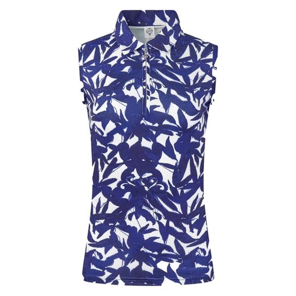 Pure Golf Ladies Amity Sleeveless Polo Shirt - Wild Peony Navy