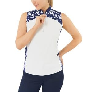 Pure Golf Ladies Freda Sleeveless Polo Shirt - Wild Peony Navy